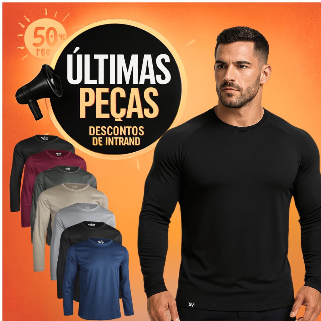 Kit 3 Camisa Térmica Proteção Uv 50+ Segunda Pele Camiseta Blusa Malha Fria Academia Manga Longa