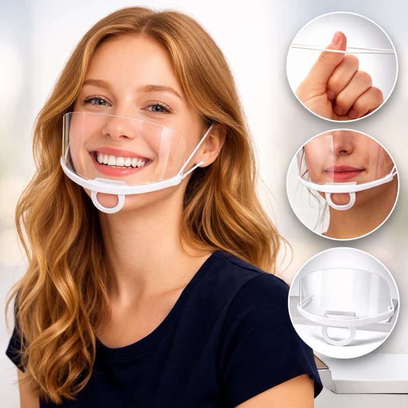 Kit 5 Máscaras Acrílicas Transparentes Reutilizáveis para Procedimentos Estéticos e Maquiagem