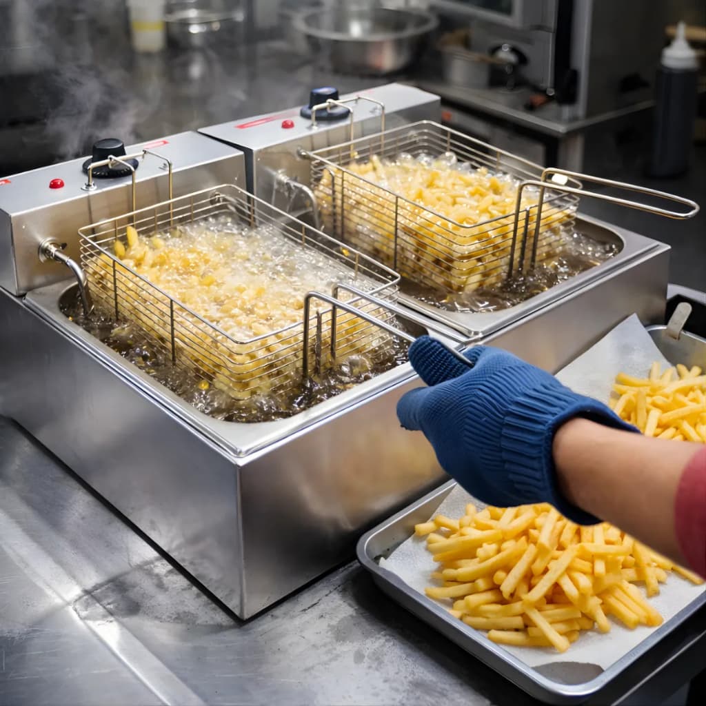 Fritadeira Elétrica Industrial Profissional 10L Dupla Cuba Inox Alta Potência