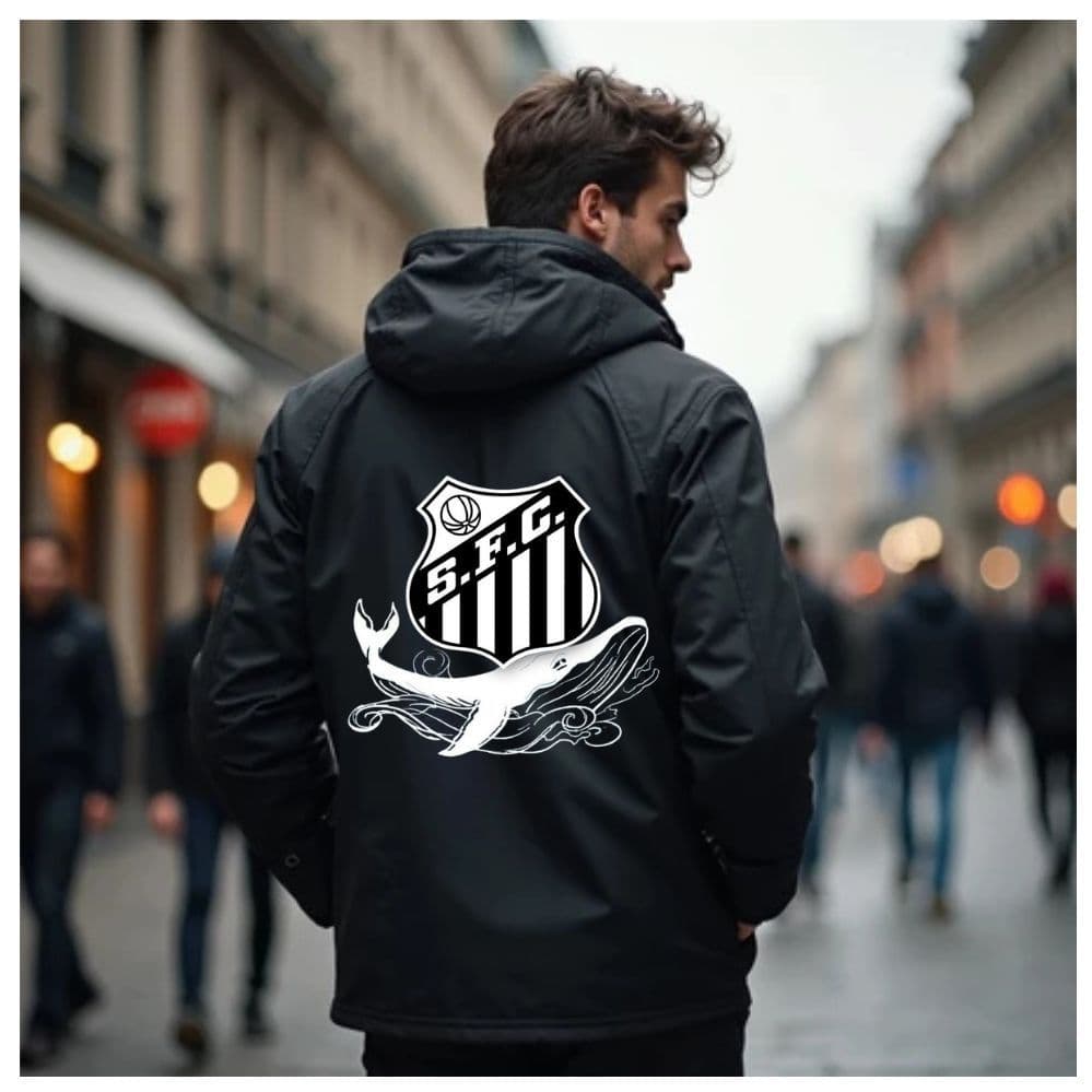 Jaqueta Impermeavel Masculino Frente e Costas Casaco Corta Vento Premium Santos Peixe