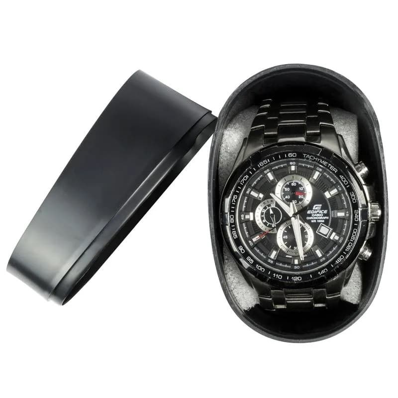 Caixinha Estojo Para Relógio Oval Plástico Preto