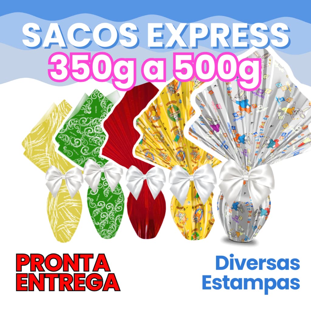 350g 500g 39x39cm Kit Com 25 Sacos Express Envelope Para Ovos De Páscoa
