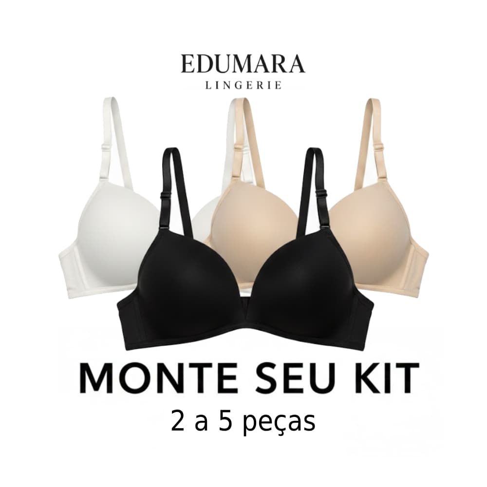 Kit Sutiã Infantil com Bojo sem Aro Forrado com Alça Regulável e Confortável Edumara