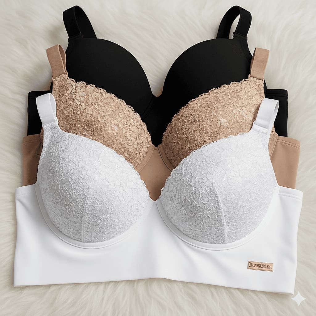 kit c/3 Sutiã Básico Rendado Reforçado de Microfibra Com Bojo do P ao GG PROMOÇÃO