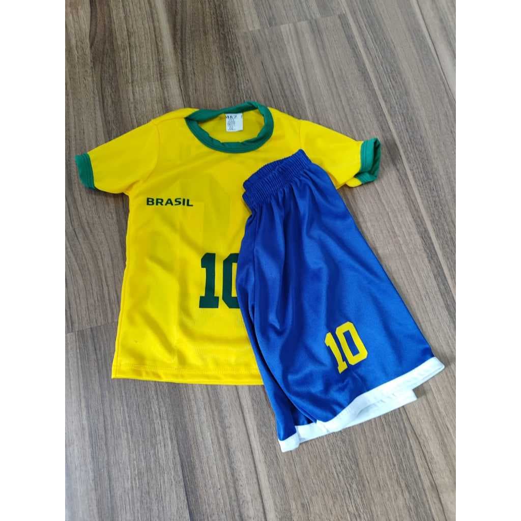 Conjunto do Brasil Infantil unissex Copa do Mundo futebol