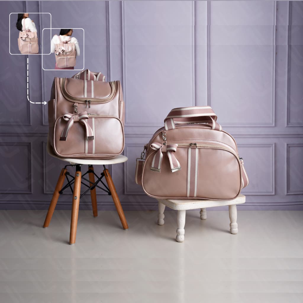 Kit Bolsa Maternidade 2 peças I Mochila Multifunção I Mamãe Bebê Luxo I Impermeável DONATELLY