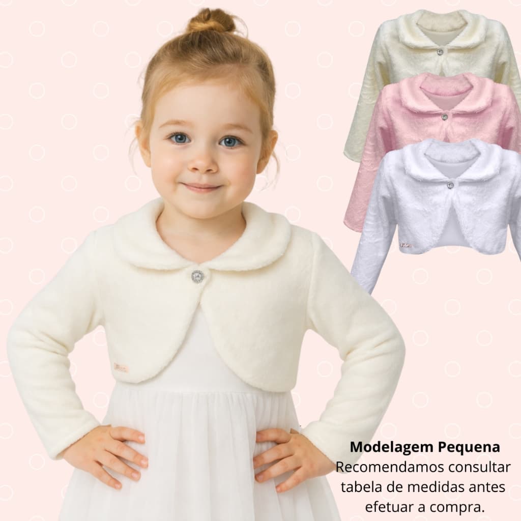 Bolero Infantil de Pelo Casaco Casaquinho Inverno Menina Casamento Aniversário Batizado