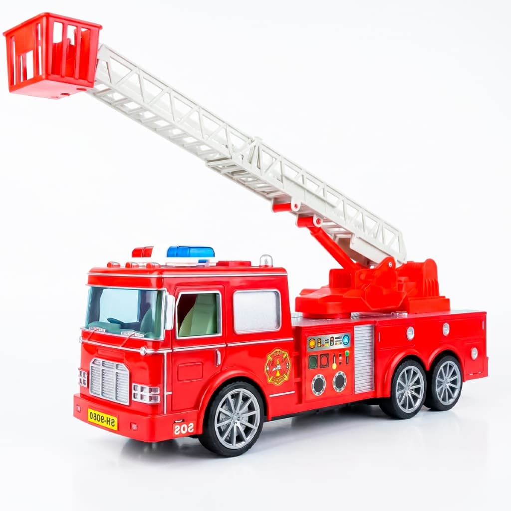 Caminhão Bombeiro Controle Remoto Escada Móvel Bateria Recarregável Infantil Menino Brinquedo