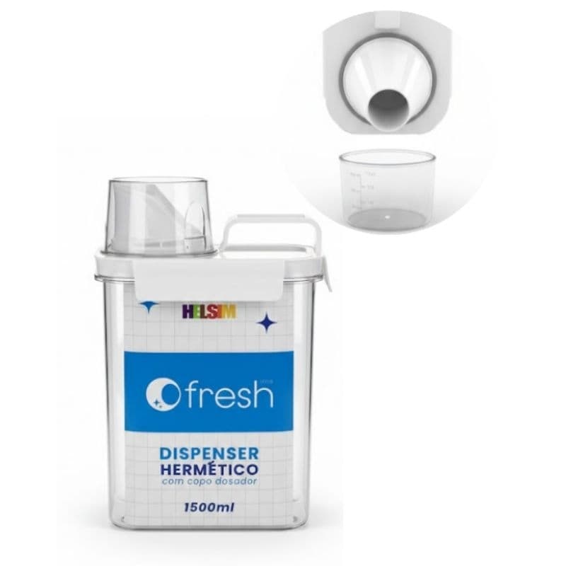 Pote Organizador e Dispenser Helsim com Medidor Bico Dosador Multiuso Cozinha Lavanderia