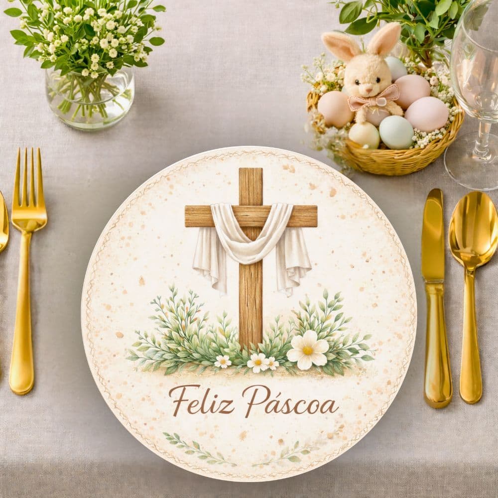 Kit 4 ou 6 Capas Supla Sousplat Páscoa 35cm Mesa Posta Decorada Coelho Coelhinho