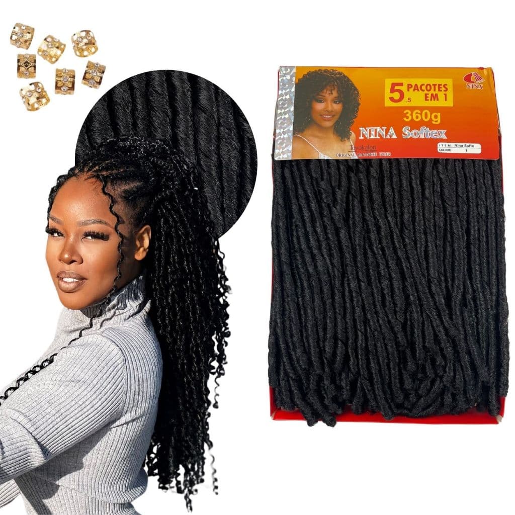 Nina Pacotão 5x1 Cabelo Cacheado Crochet Braid anéis Softex