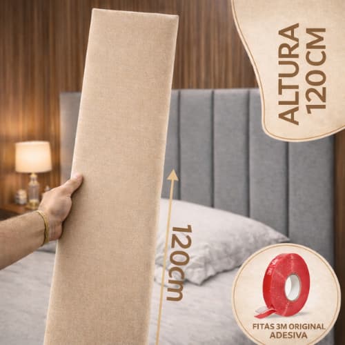 Kit Cabeceira de Cama Modulada Módulos 120x20Cm Estofada Confortável Adesiva Cama Box