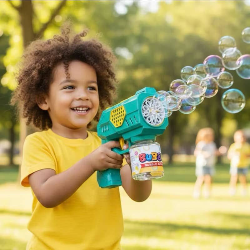 Lança Bolhas de Sabão Automático Infantil Verde Brinquedo