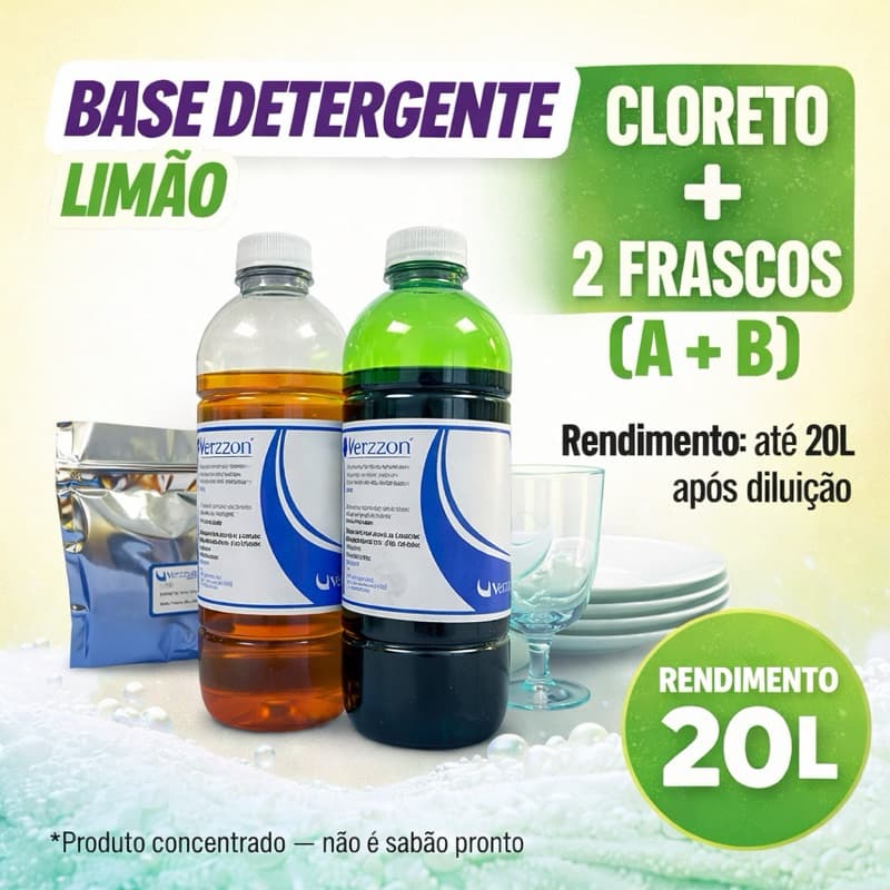 Base para Fabricacao Detergente Lava Loucas Limao Rendimento 20L Verzzon