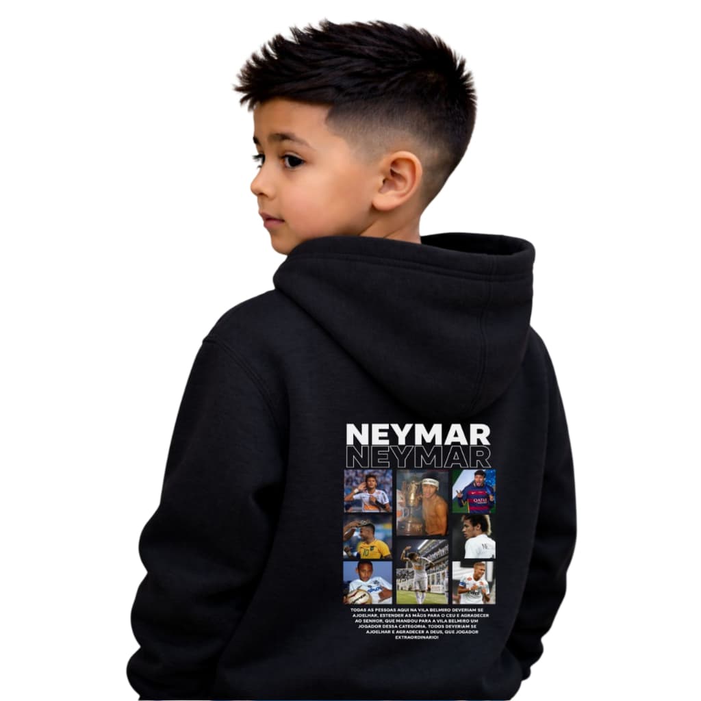 Moletom Canguru Com Capuz Infantil Streetwear Neymar Jr Jogador Futebol Brasil Premium Unissex Star