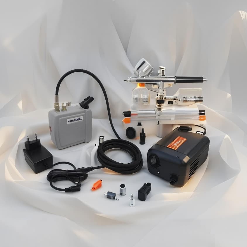 Kit Aerografia Mini Compressor + Aerógrafo C/ 3 bicos e Acessórios e Mini Filtro Onetools