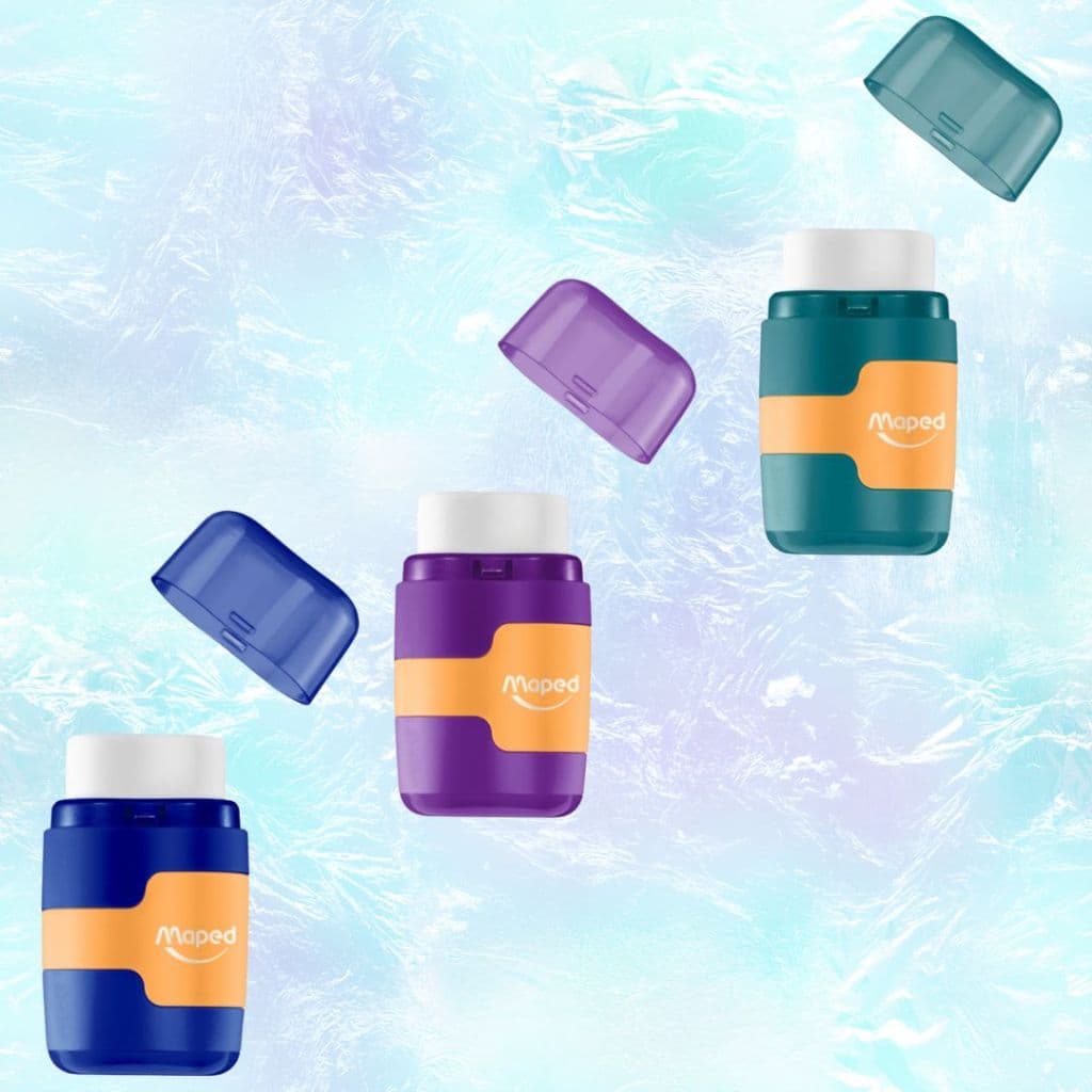 Apontador 2 furos com borracha Connect - blister com refil - Maped