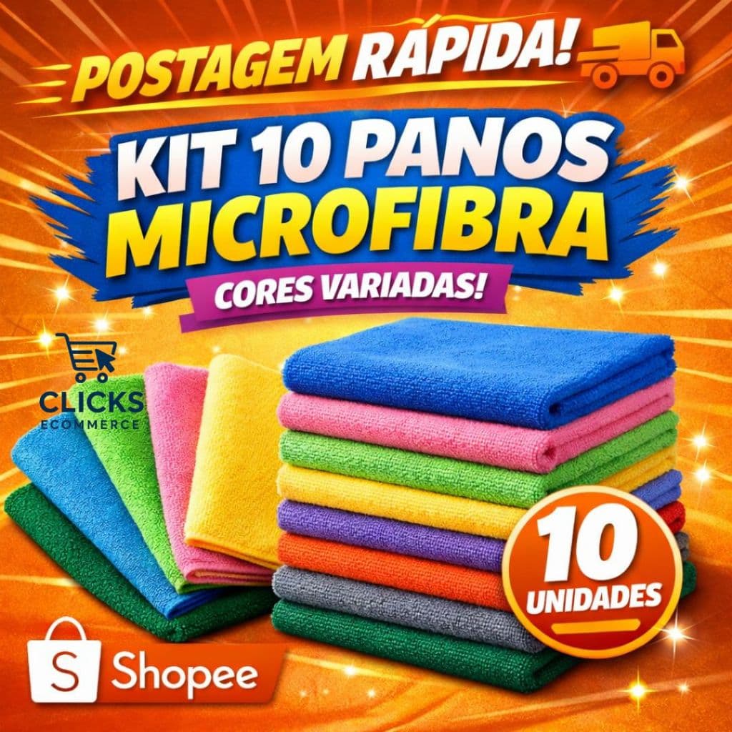 Kit 10 Panos De Limpeza Microfibra alta absorção Multiuso