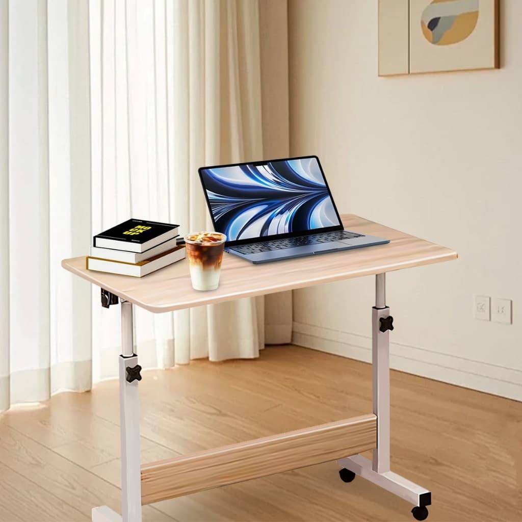 Mesa Giratória 180° Multiuso c/ Rodinhas Altura Ajustável - Notebook Cama Sofá Prática Preto