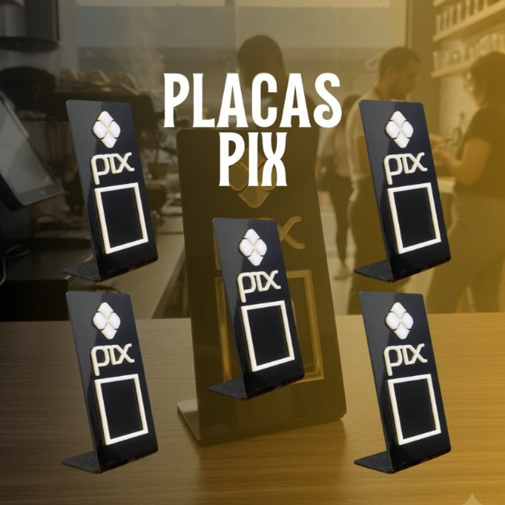 Placa Pix QR Code em Acrílico Mini Compacto Para Pagamento Balcão Mesa