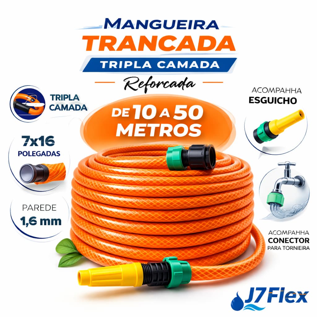 Mangueira Jardim Trançada Laranja 10 a 50 Metros  Mangueira Com Pronta para uso.