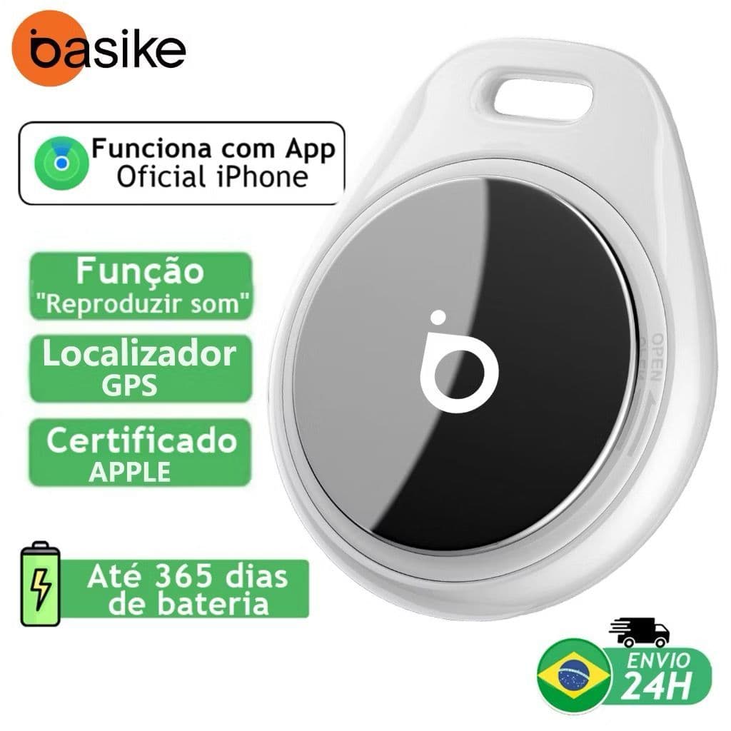Basike Rastreador AirTag Smart IOS Tag MFI Localizador Mala Carro Moto Pet Criança