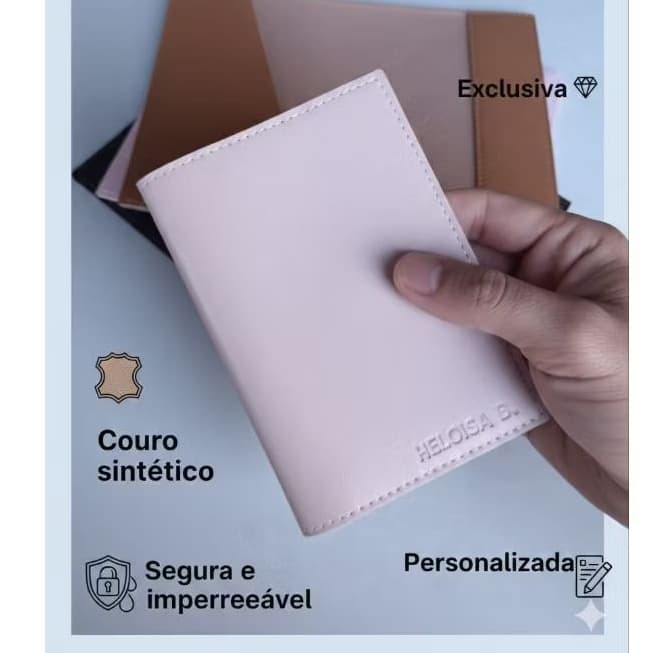 Capa Porta Passaporte Personalizado com nome Brinde Viagem Turismo Mala Bagagem