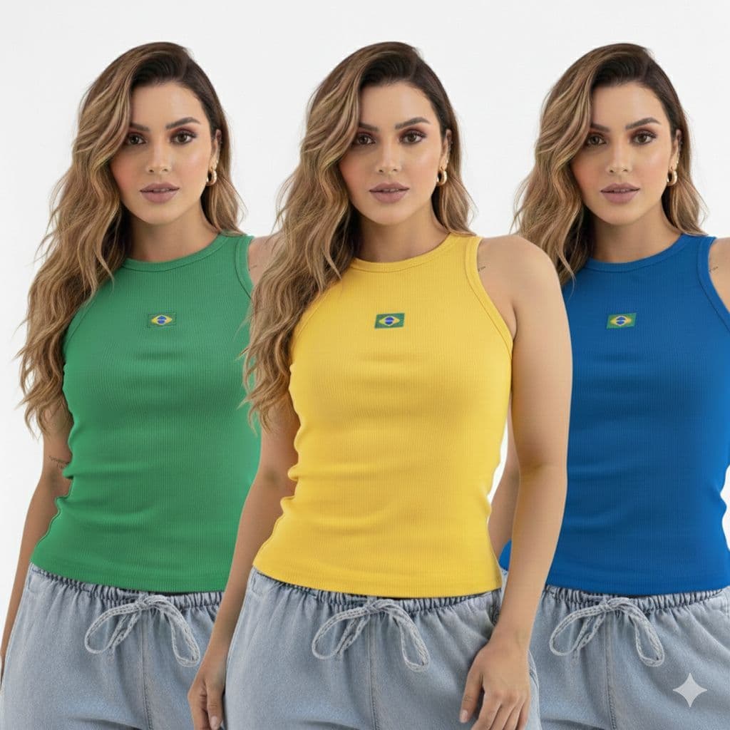 Regata Feminina Do Brasil Ribana Canelada Básica Sem Transparência Blusinha Confortável Estilo Gringa
