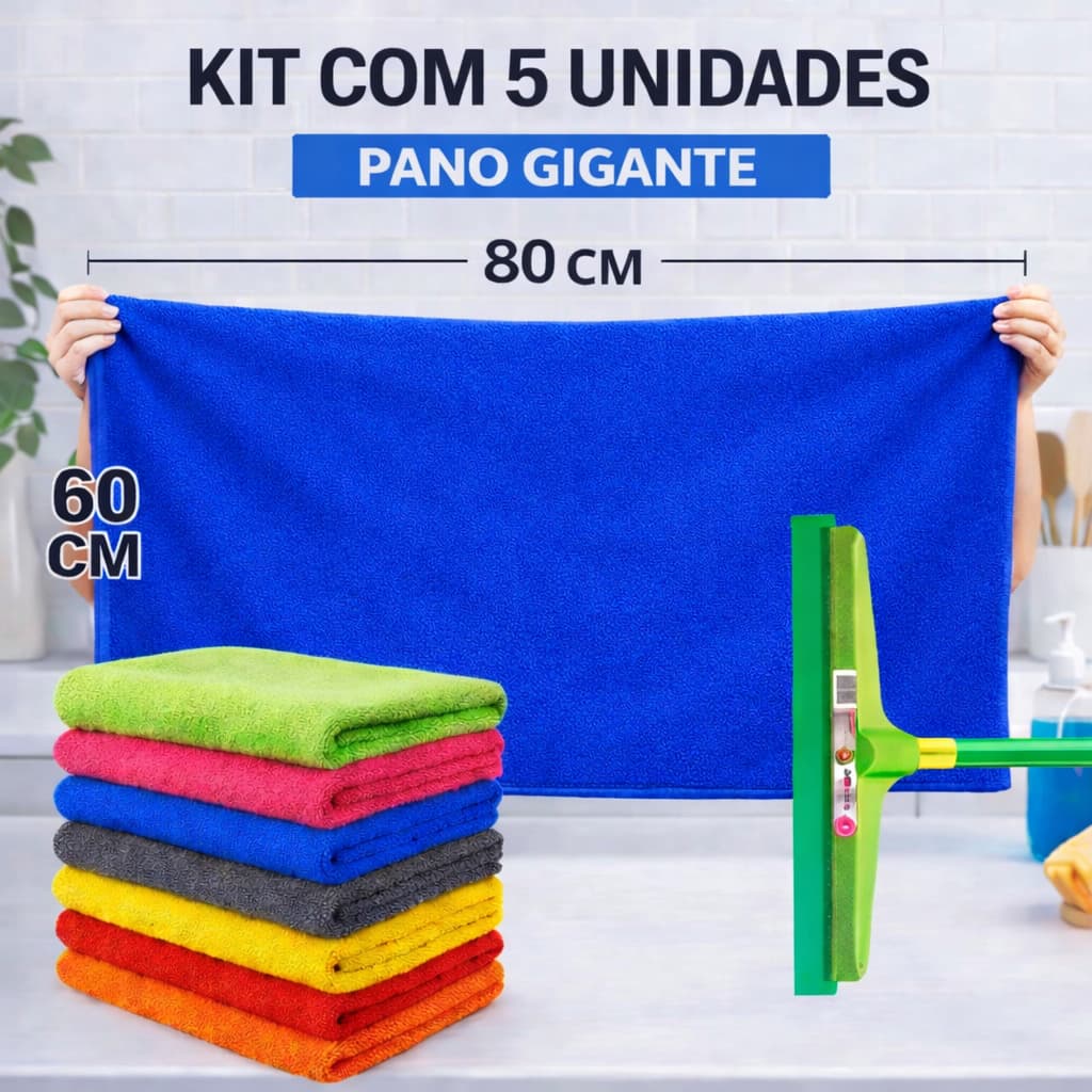 Kit 5 Un Pano de Chão de Microfibra Gigante Multiuso Limpeza Doméstica Automotivo Frete Grátis Top!!