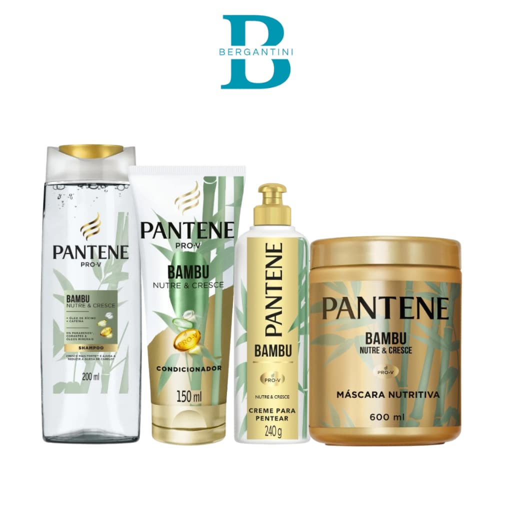 Kit Completo Pantene Pro-V Bambu Nutre & Cresce Shampoo Condicionador Creme de Pentear e Mascara de Tratamento
