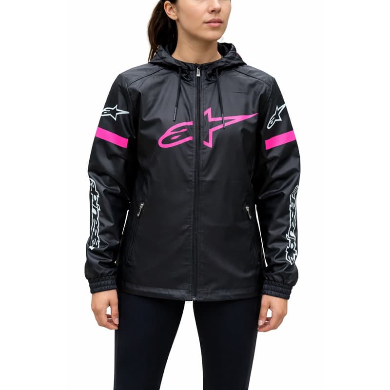 jaqueta feminina com capuz forrada em couro impermeável