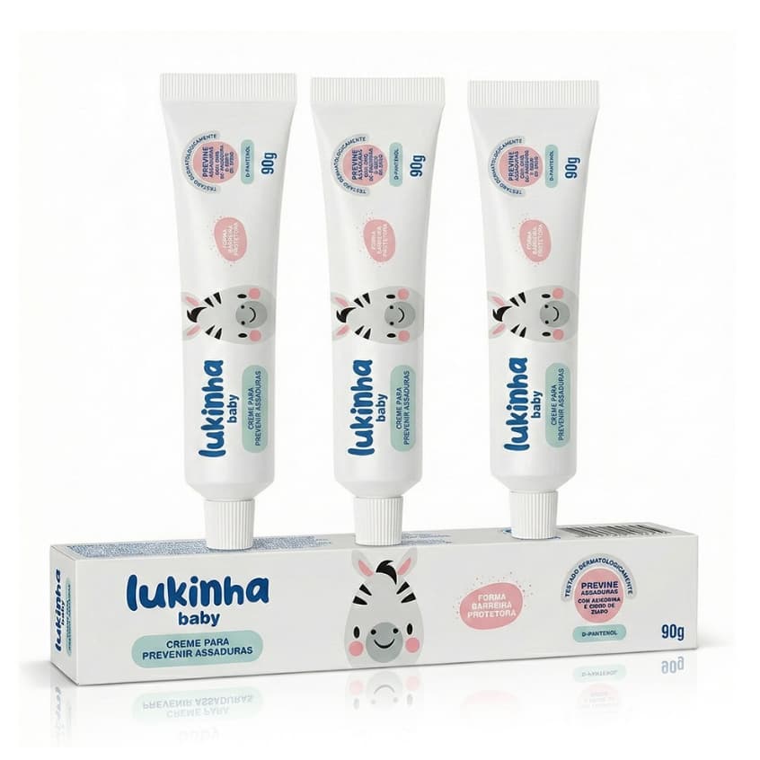 Kit 3 Pomadas Creme Para Prevenir Assaduras Lukinha Baby 90g