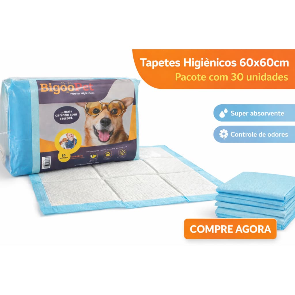 Tapete Higiênico para Cachorro Descartável Super Absorvente com Gel e Controle de Odor