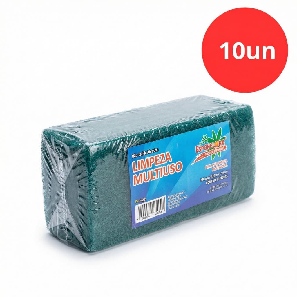 Kit 10 Fibras Abrasivas Verdes Esponja Limpeza Geral Espon Flora