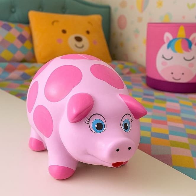 Porco Cofre Grande em Cerâmica Porta Moedas Notas Decorativo infantil Lembrancinha Fofa