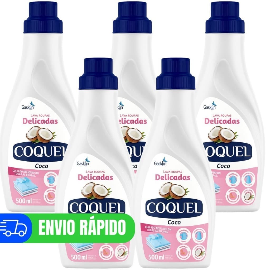 5 Lava Roupas Líquido Coquel Coco Roupa Delicadas 500ml