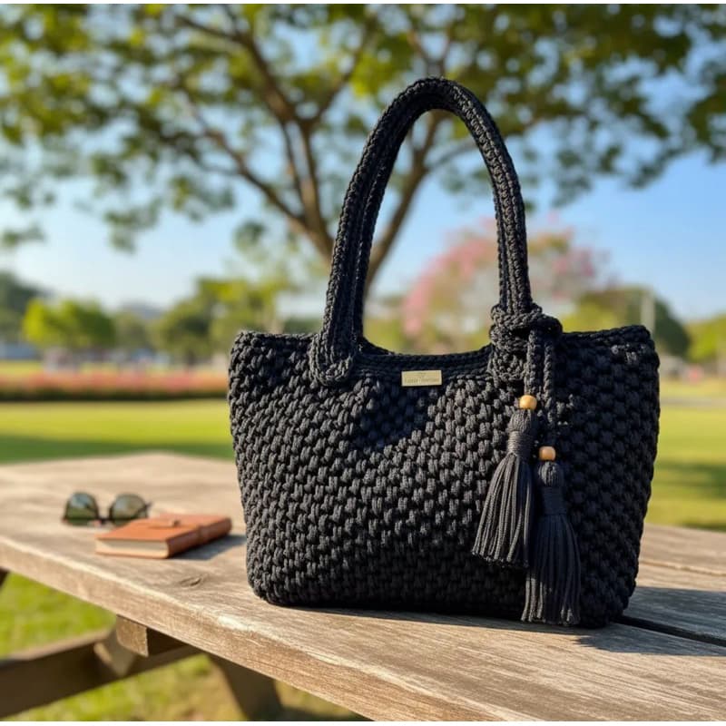 Bolsa Meire de crochê em fio náutico