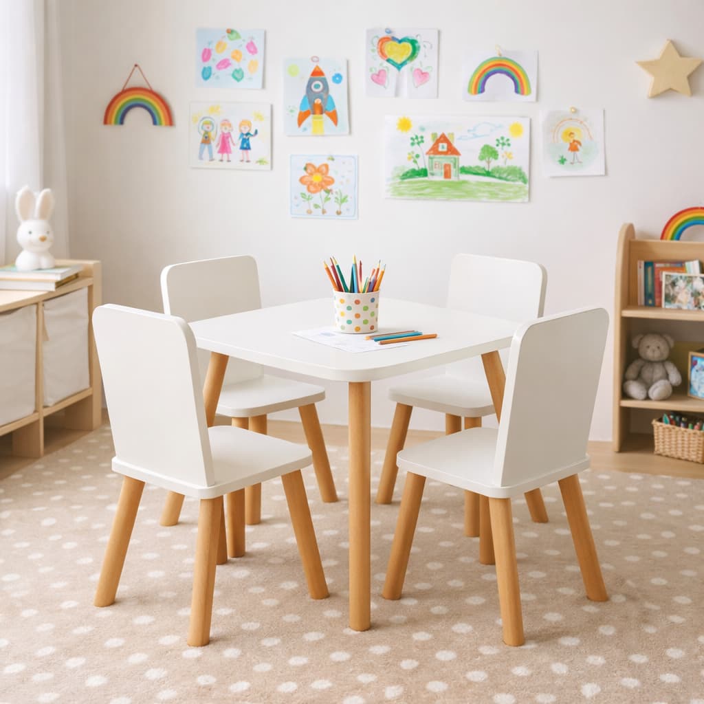 Mesa Infantil Com1/2/4 Cadeiras em MDF  Educativa para Atividades Estudos Refeições  Brincadeiras