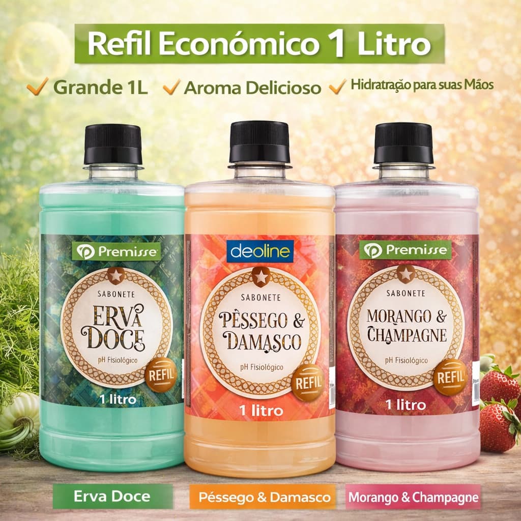 Sabonete Líquido Premisse 1L Refil com Tampa – pH Fisiológico e Uso Diário
