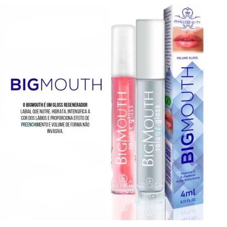 GLOSS PARA VOLUME LABIAL BIG MOUTH PHÁLLEBEAUTY COR ROSA E INCOLOR-PH007,PH008