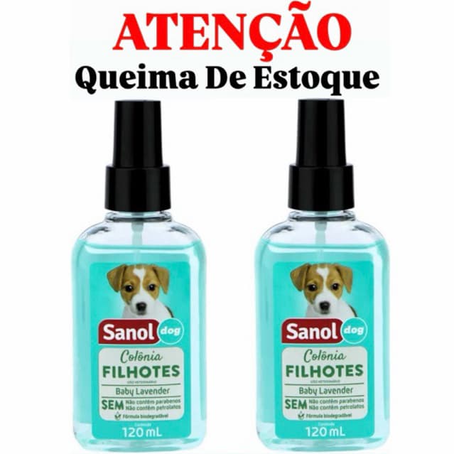 Kit C/2 Colônia Perfume Sanol filhotes Baby lavander para Cachorro Cães Pet Shop Dog 120 ml cada