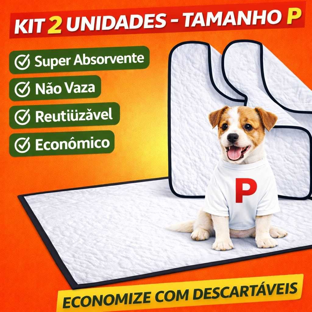 Tapete Higiênico Lavável 45x45 Clássico Para Pets Kit com 2 Unidades Animais Pequenos
