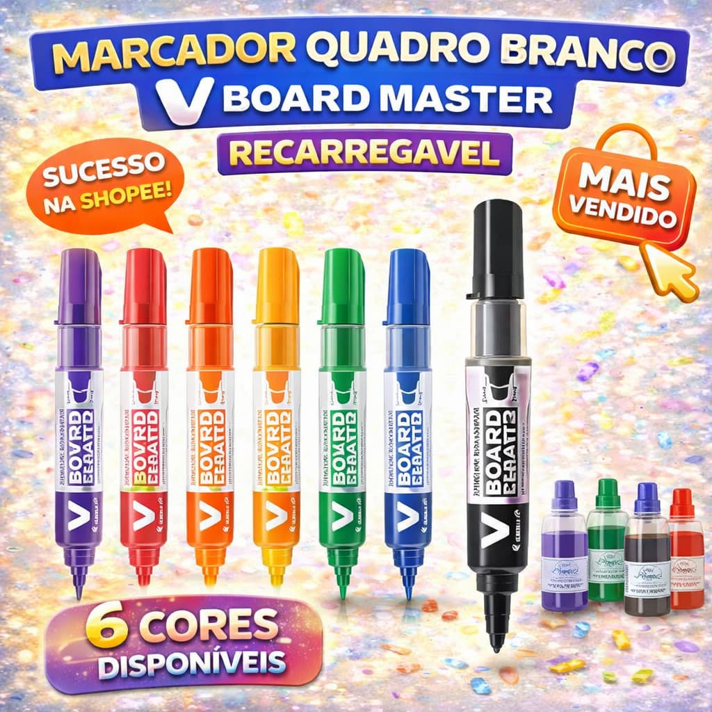 Marcador Quadro Branco Pilot V Board Master Recarregável Ponta Redonda Original