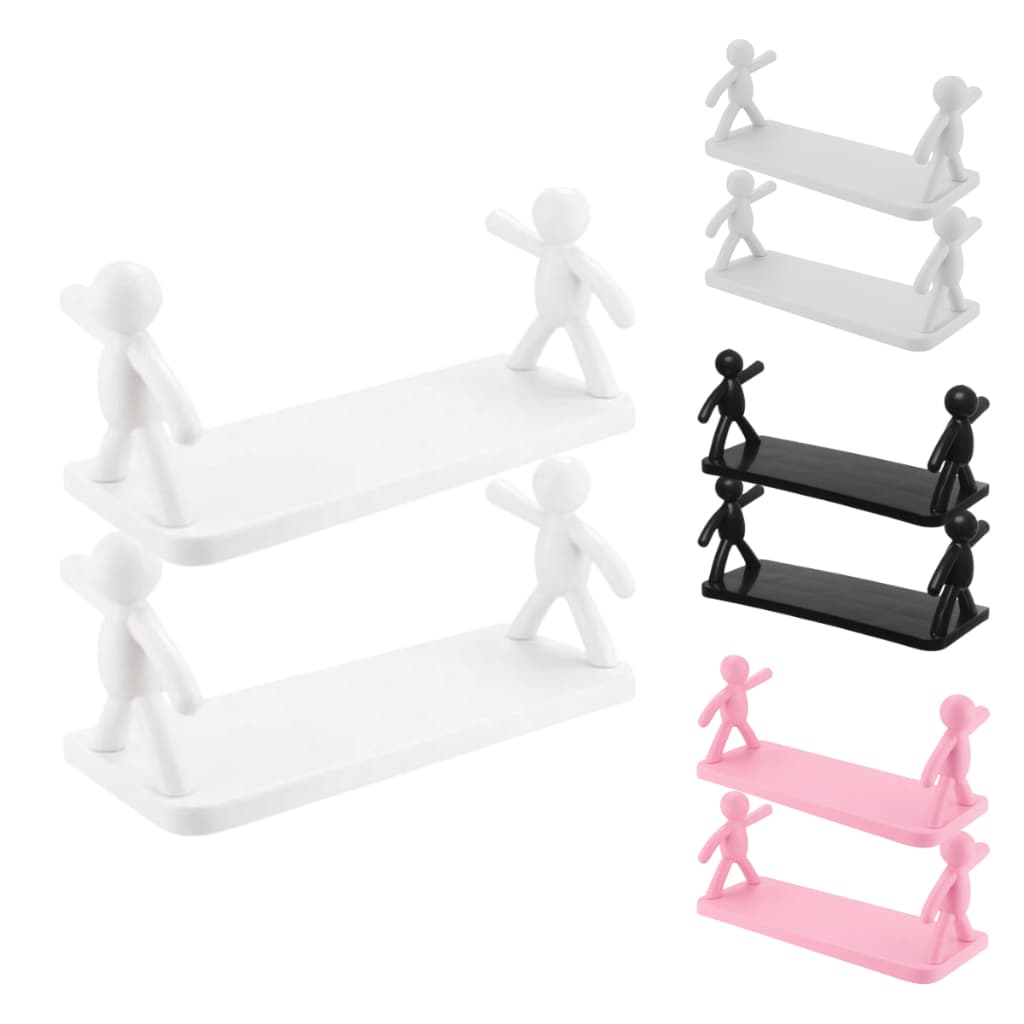 Kit 2 Prateleiras Autocolantes Boneco – Porta Shampoo Banheiro