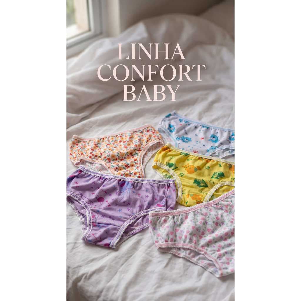 Kit 10 Calcinha Infantil Calsola Menina Forrada Algodao Estampada Desenhos