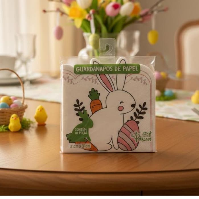 3 Pacotes Guardanapo De Papel Coelho da Páscoa