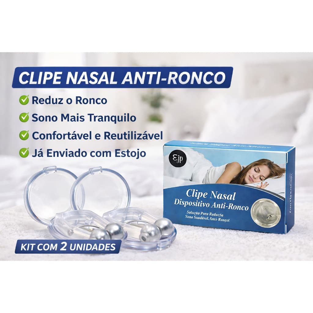 2 Aparelhos Anti Ronco Clip Magnético Alivio Da Congestão Nasal