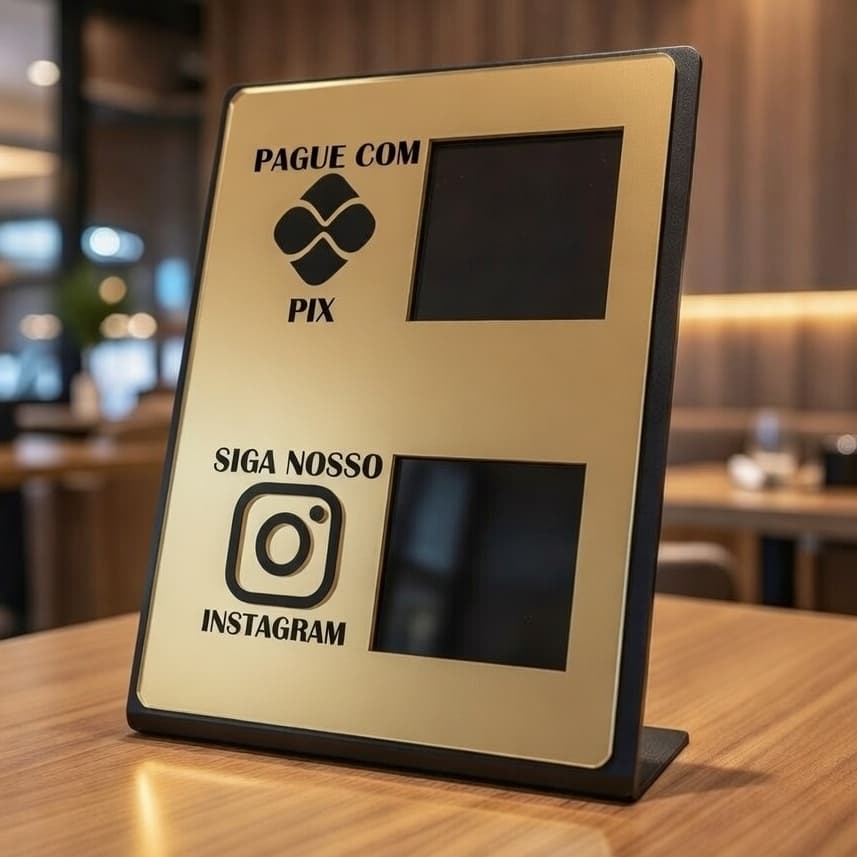 Placa Pix Instagram Display Plaquinha 2 em 1 Facilite Pagamento e Crie Conexão