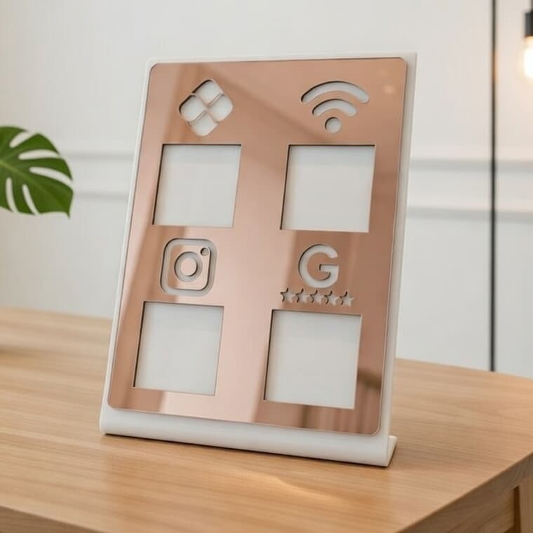 Placa Pix Display PIX Wifi Instagram Google Negócios Quadrupla 4 em 1