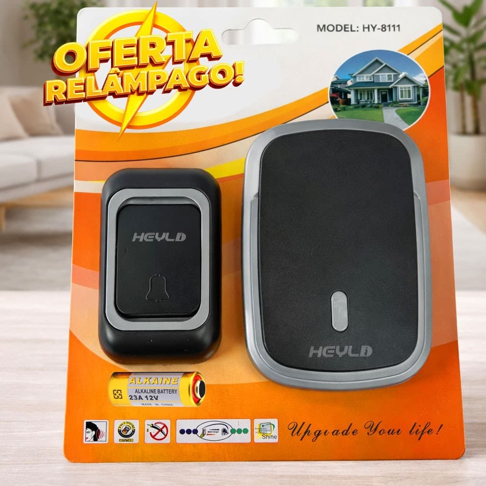 Campainha Sem Fio Longo Alcance (36 Toques) - À Prova D'água e Fácil Instalação - Bivolt